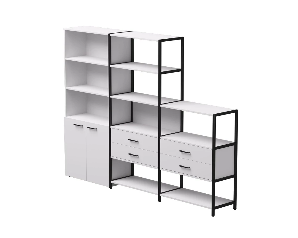 Набор стеллажных систем №12 2435x385x1840 Everprof EVO Белый/Черный