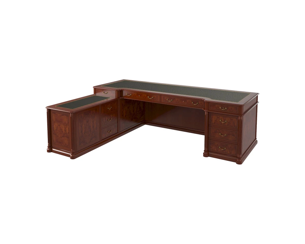 Стол руководителя полуглянцевый, кожа, левый 2500х1900х780 Artmoble