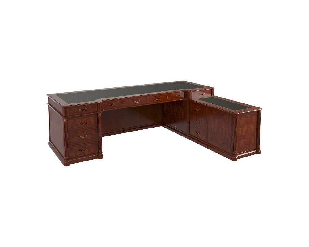 Стол руководителя полуглянцевый, кожа, правый 2500х1900х780 Artmoble