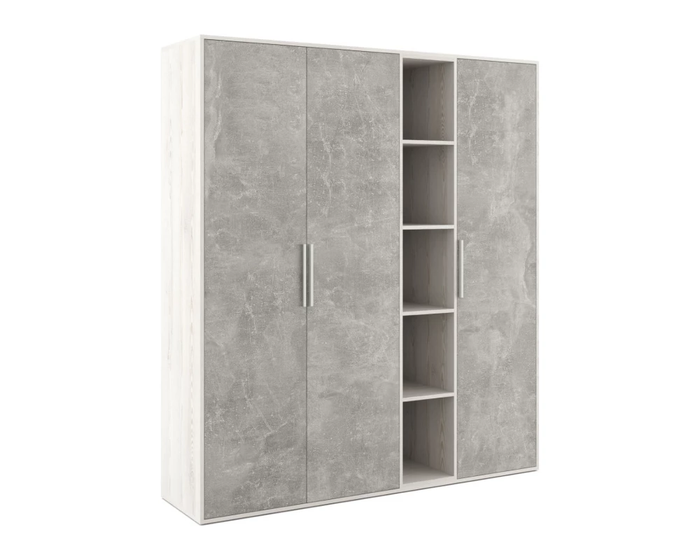 Шкаф высокий 3 створки, с нишей B-tone Сосна/Бетон светлый