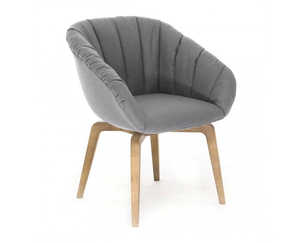 Кресло Alma Wood Soft Войлок, Светло-серый