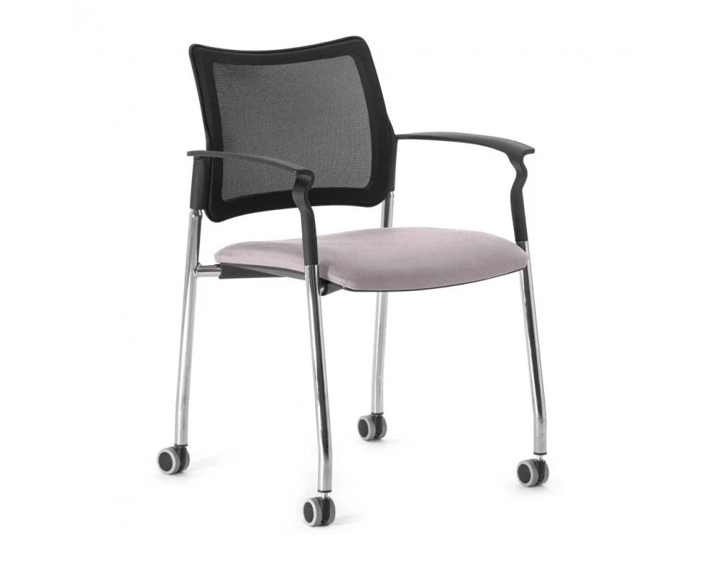 Кресло Pinko Mesh на колесах подлокотники Сетка/Ткань, Черный/Серый