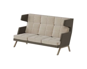 Диван трехместный высокий с декором из пуговиц Aldo images