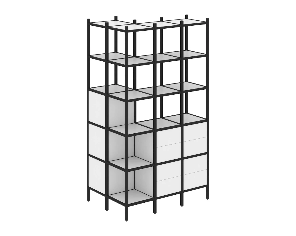 Угловой внешний стеллаж наборный L-54 862x1278x2280 Loft