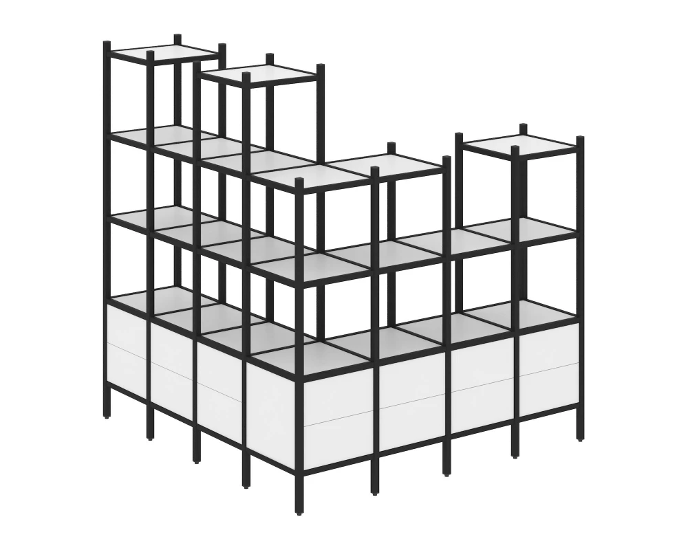 Угловой внешний стеллаж наборный L-55 1694x1694x1869 Loft