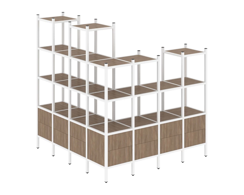 Угловой внешний стеллаж наборный L-55 1694x1694x1869 Loft