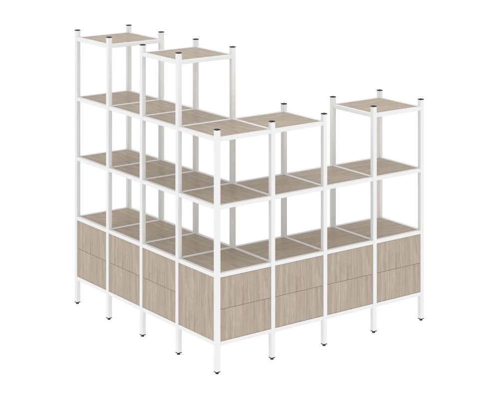 Угловой внешний стеллаж наборный L-55 1694x1694x1869 Loft