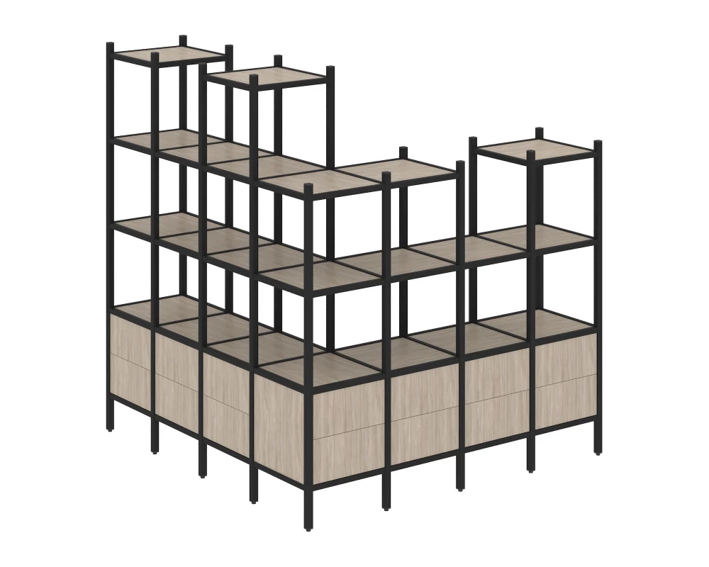 Угловой внешний стеллаж наборный L-55 1694x1694x1869 Loft