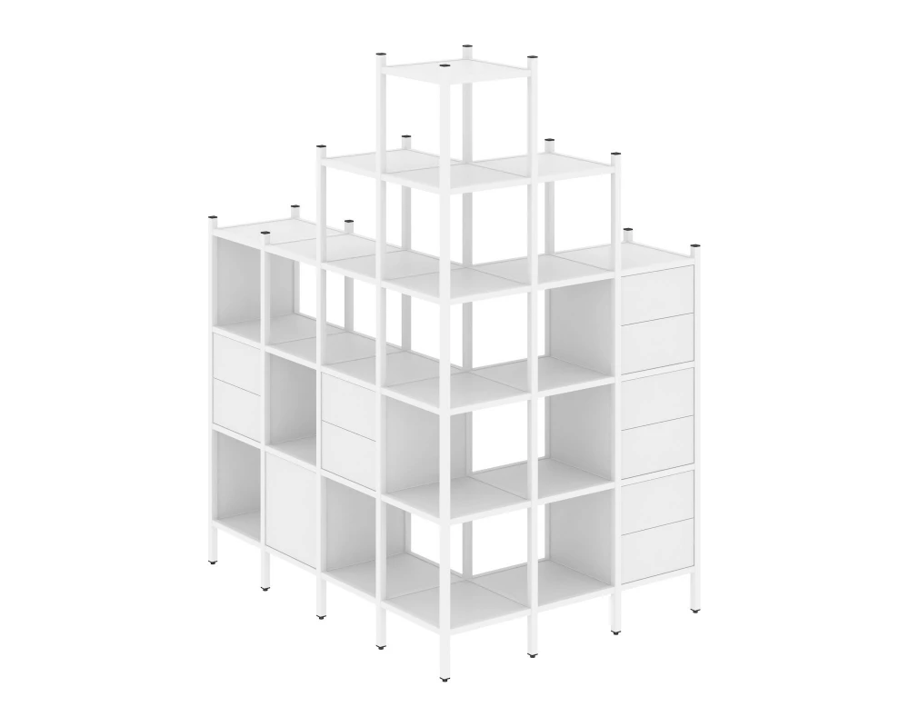 Угловой внешний стеллаж наборный L-56 1694x1278x2280 Loft