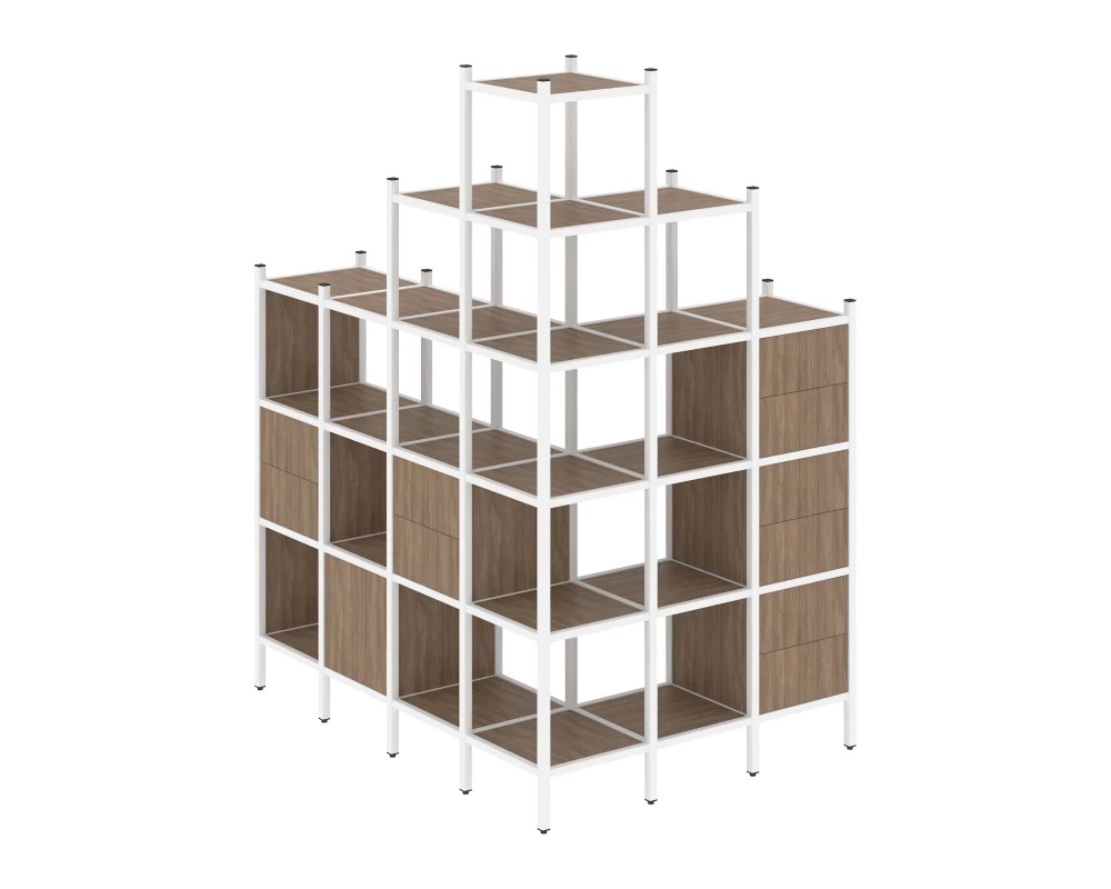 Угловой внешний стеллаж наборный L-56 1694x1278x2280 Loft