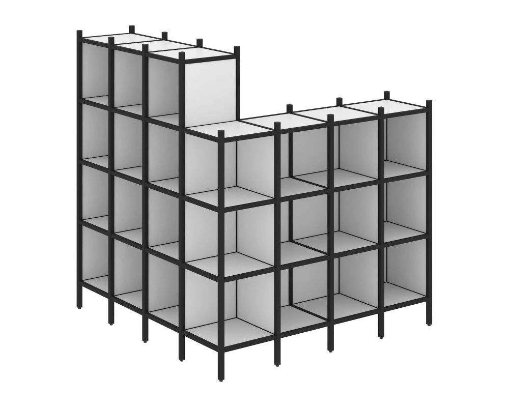 Угловой внешний стеллаж наборный L-60 1694x1694x1869 Loft