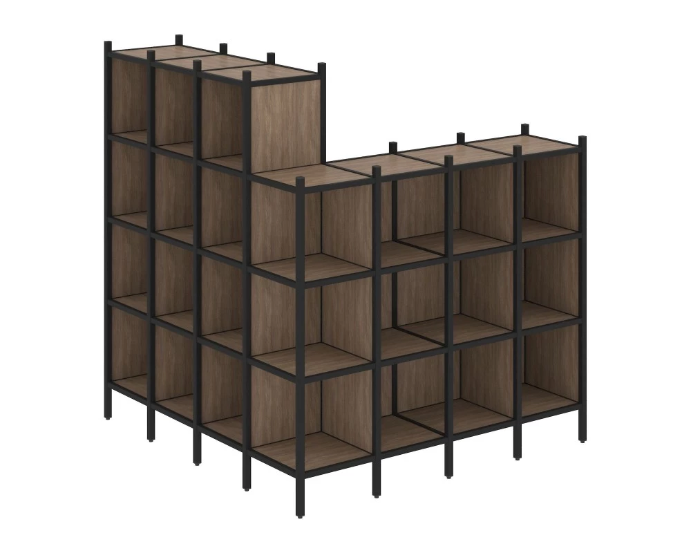 Угловой внешний стеллаж наборный L-60 1694x1694x1869 Loft