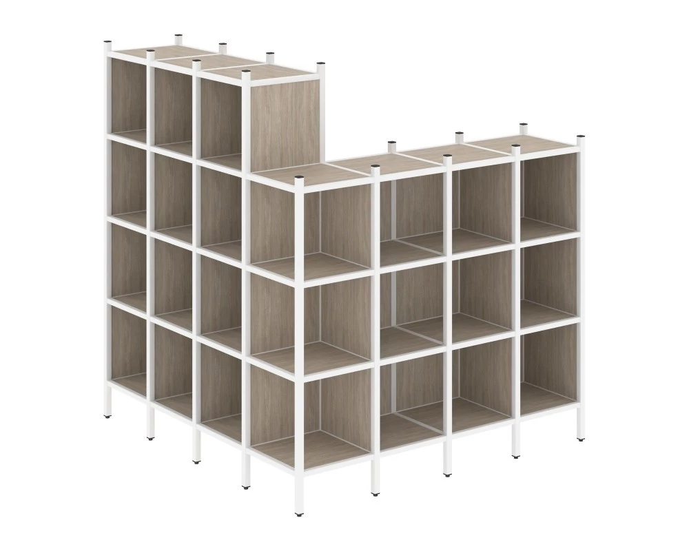 Угловой внешний стеллаж наборный L-60 1694x1694x1869 Loft