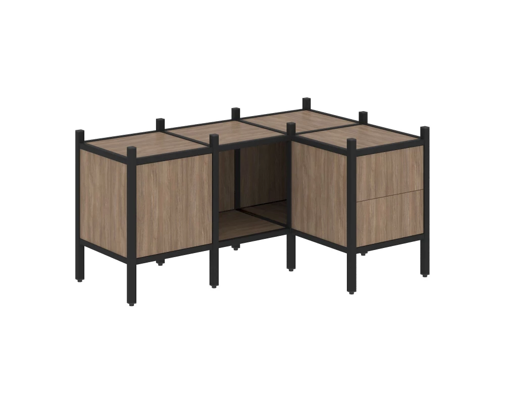 Угловой внутренний стеллаж L-26 1278x862x636 Loft