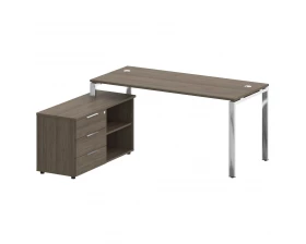 Стол рабочий руководителя с опорной тумбой левый 1700x1520x750 Metal System Direct images