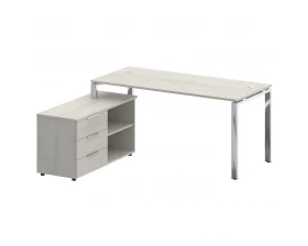 Стол рабочий руководителя с опорной тумбой левый 1700x1520x750 Metal System Direct images