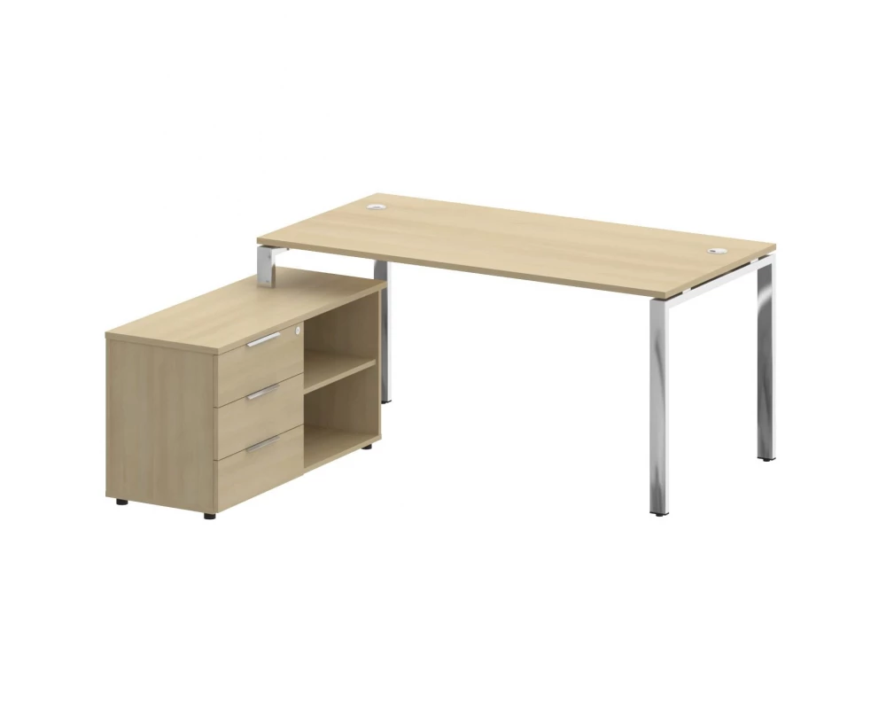 Стол рабочий руководителя с опорной тумбой левый 1700x1620x750 Metal System Direct