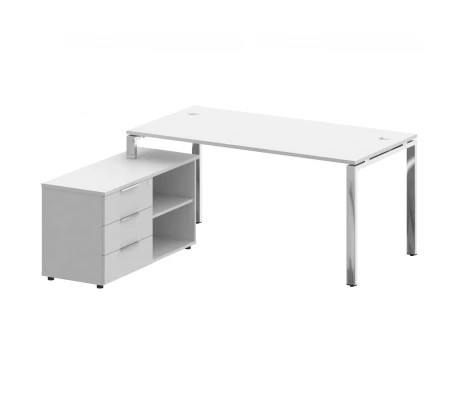 Стол рабочий руководителя с опорной тумбой левый 1700x1620x750 Metal System Direct