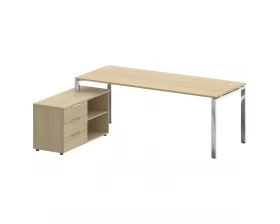 Стол рабочий руководителя с опорной тумбой левый 2100x1620x750 Metal System Direct images