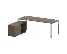 Стол рабочий руководителя с опорной тумбой левый 2100x1620x750 Metal System Direct images