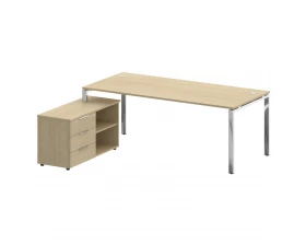 Стол рабочий руководителя с опорной тумбой левый 2100x1720x750 Metal System Direct images