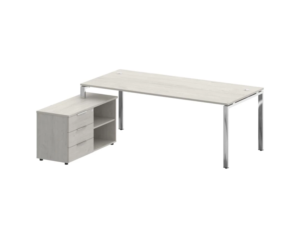 Стол рабочий руководителя с опорной тумбой левый 2100x1720x750 Metal System Direct