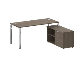 Стол рабочий руководителя с опорной тумбой правый 1700x1520x750 Metal System Direct images