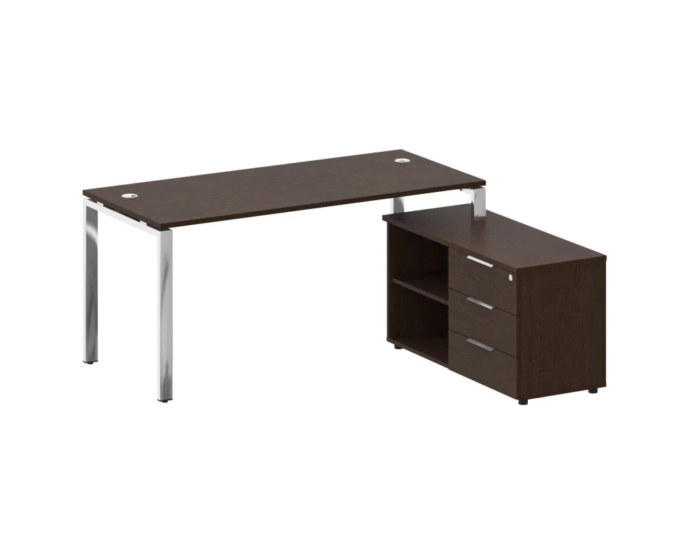 Стол рабочий руководителя с опорной тумбой правый 1700x1520x750 Metal System Direct