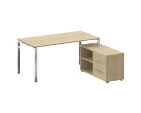 Стол рабочий руководителя с опорной тумбой правый 1700x1620x750 Metal System Direct images