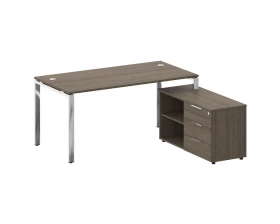 Стол рабочий руководителя с опорной тумбой правый 1700x1620x750 Metal System Direct images