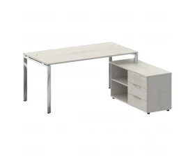 Стол рабочий руководителя с опорной тумбой правый 1700x1620x750 Metal System Direct images