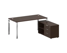Стол рабочий руководителя с опорной тумбой правый 1700x1620x750 Metal System Direct images