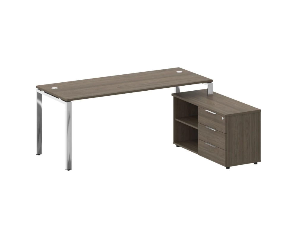 Стол рабочий руководителя с опорной тумбой правый 1900x1520x750 Metal System Direct