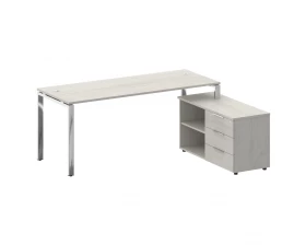 Стол рабочий руководителя с опорной тумбой правый 1900x1520x750 Metal System Direct images
