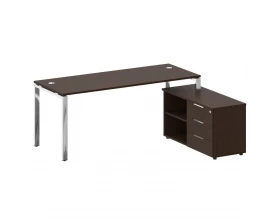 Стол рабочий руководителя с опорной тумбой правый 1900x1520x750 Metal System Direct images