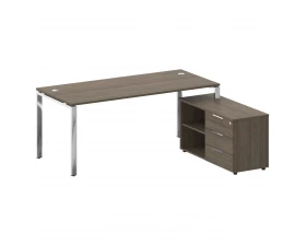 Стол рабочий руководителя с опорной тумбой правый 1900x1620x750 Metal System Direct images