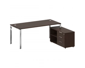 Стол рабочий руководителя с опорной тумбой правый 1900x1620x750 Metal System Direct images