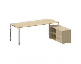 Стол рабочий руководителя с опорной тумбой правый 2100x1620x750 Metal System Direct images