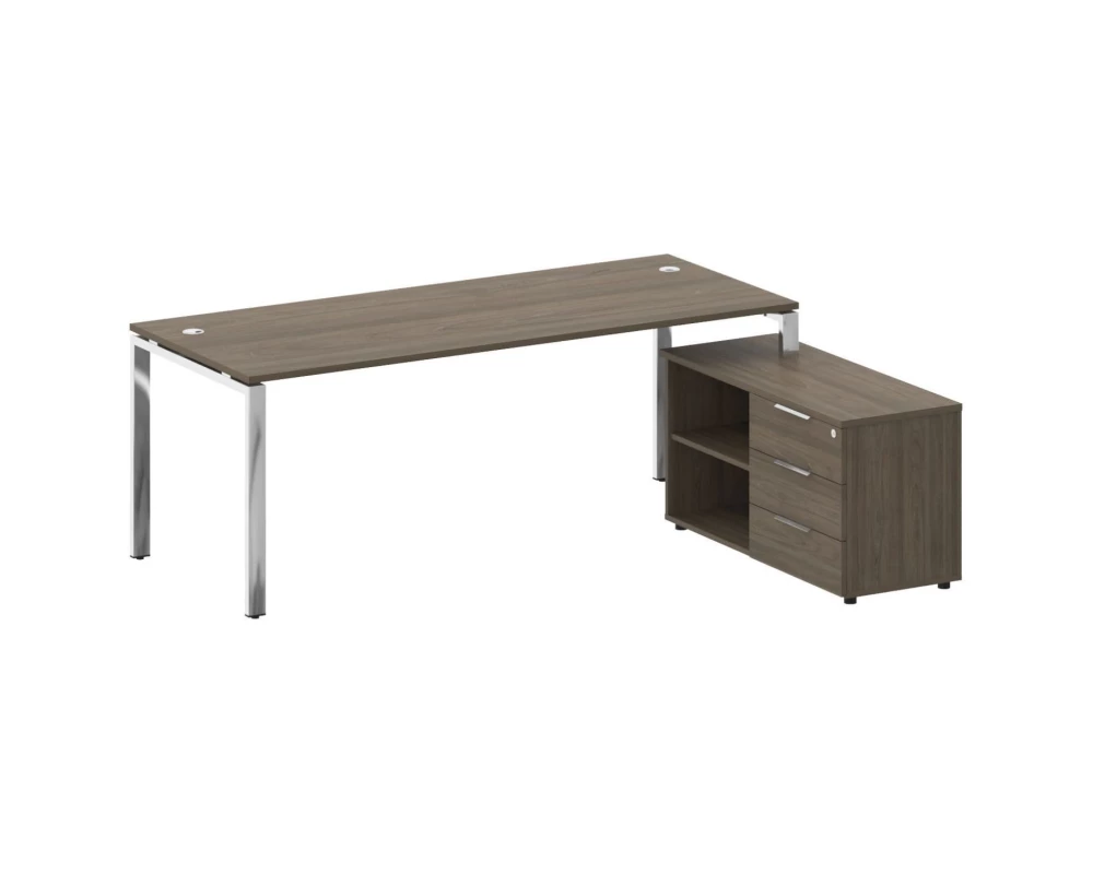 Стол рабочий руководителя с опорной тумбой правый 2100x1620x750 Metal System Direct
