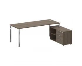 Стол рабочий руководителя с опорной тумбой правый 2100x1620x750 Metal System Direct images