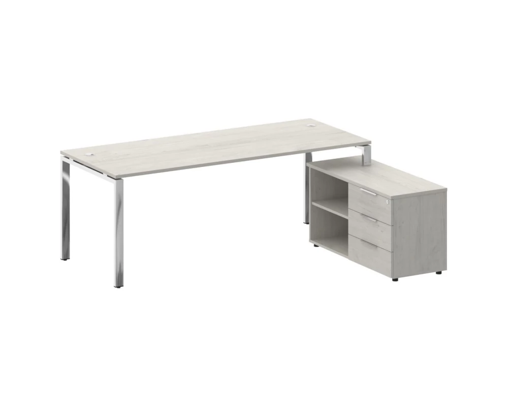 Стол рабочий руководителя с опорной тумбой правый 2100x1620x750 Metal System Direct