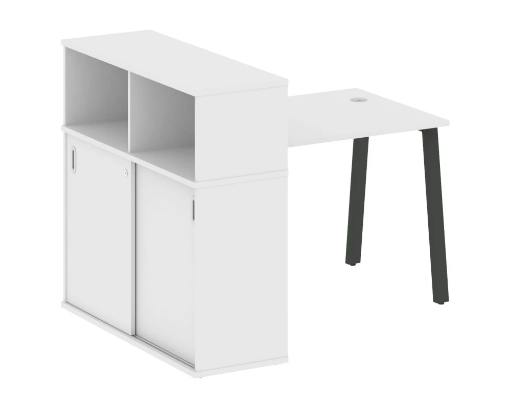 Стол письменный на А-образном м/к с опорным шкафом-купе 141x112x109,8 Metal System
