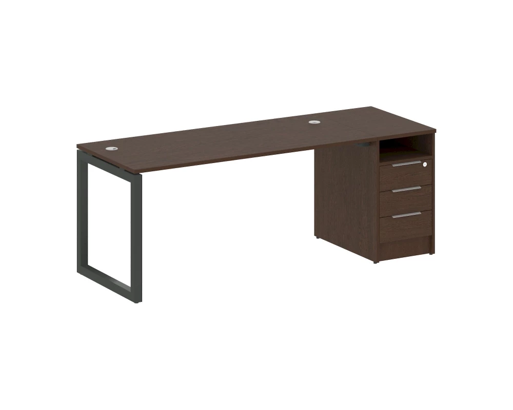 Рабочая станция с тумбой на О-образном м/к 2012x720x750 Metal System Quattro 5x5