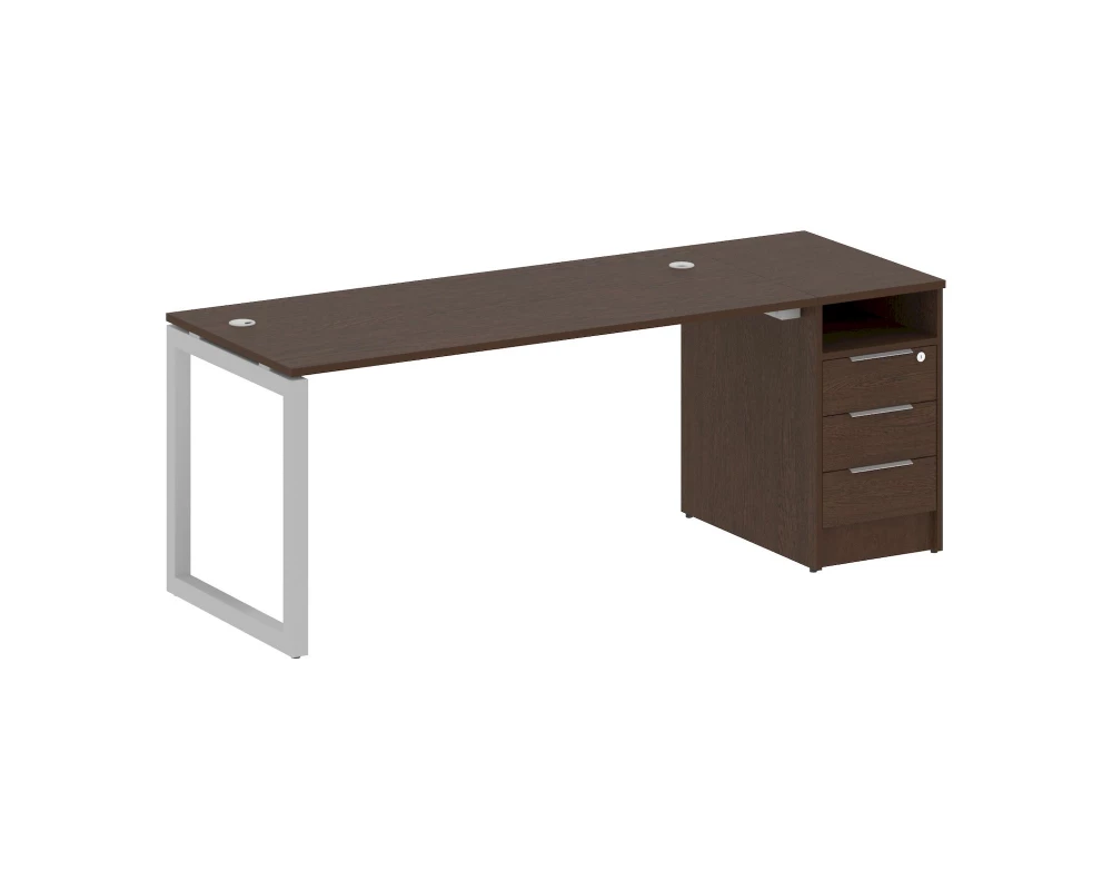 Рабочая станция с тумбой на О-образном м/к 2012x720x750 Metal System Quattro 5x5