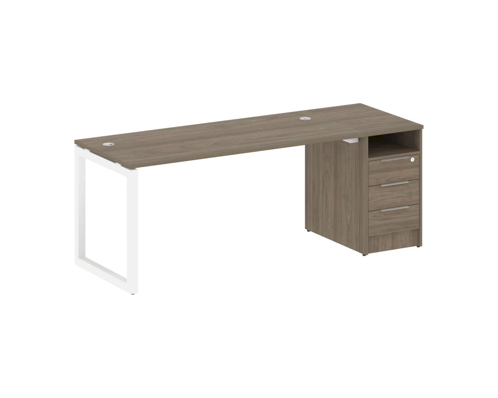 Рабочая станция с тумбой на О-образном м/к 2012x720x750 Metal System Quattro 5x5