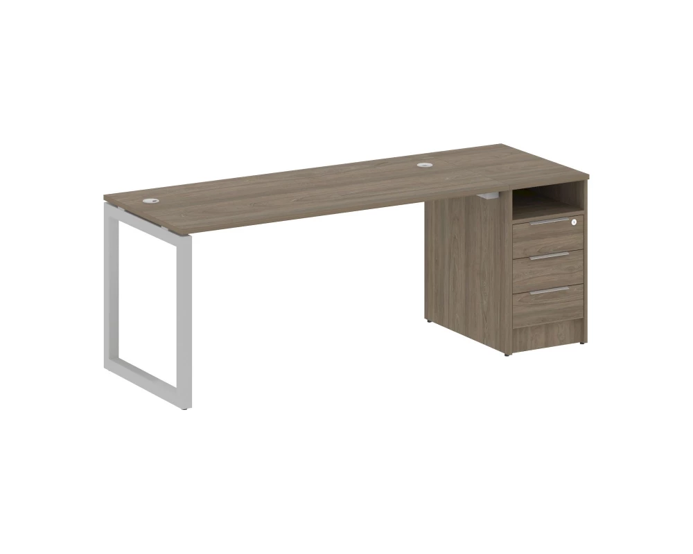 Рабочая станция с тумбой на О-образном м/к 2012x720x750 Metal System Quattro 5x5