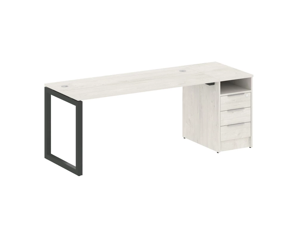 Рабочая станция с тумбой на О-образном м/к 2012x720x750 Metal System Quattro 5x5