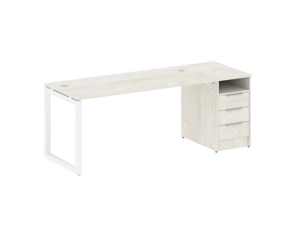 Рабочая станция с тумбой на О-образном м/к 2012x720x750 Metal System Quattro 5x5