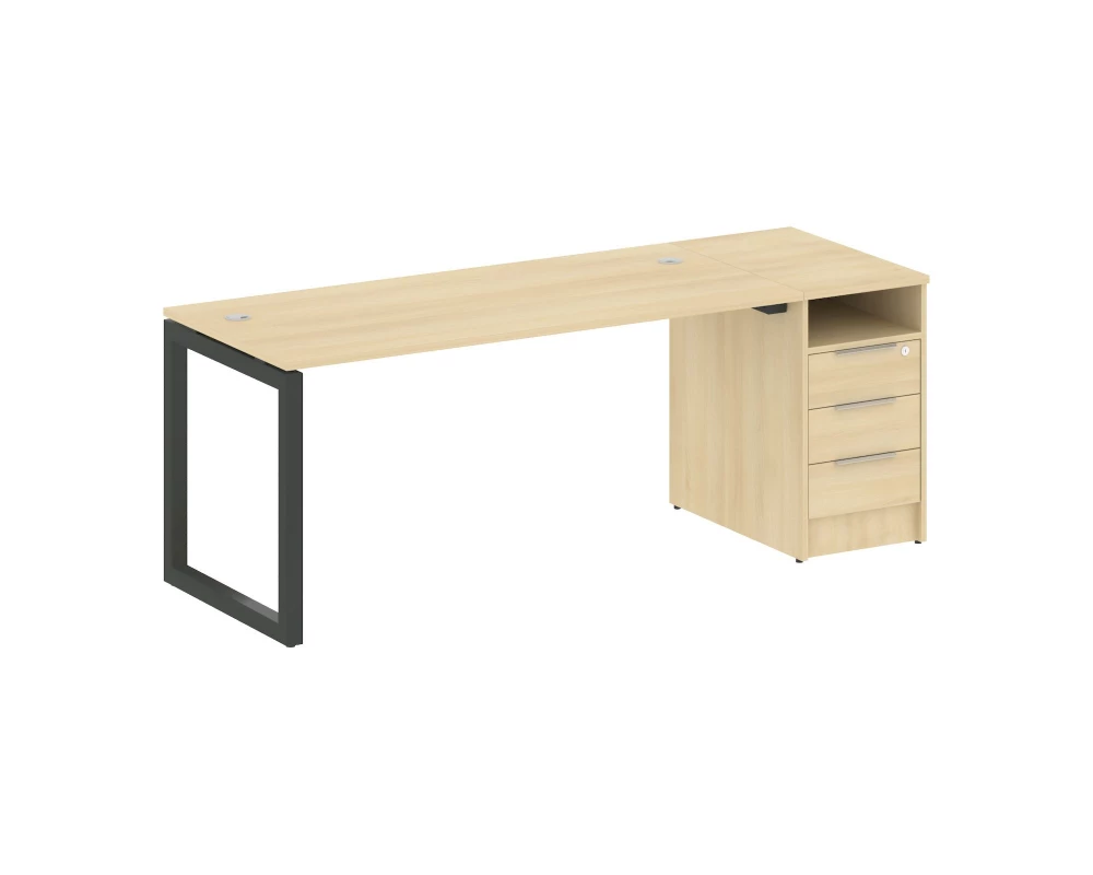 Рабочая станция с тумбой на О-образном м/к 2012x720x750 Metal System Quattro 5x5