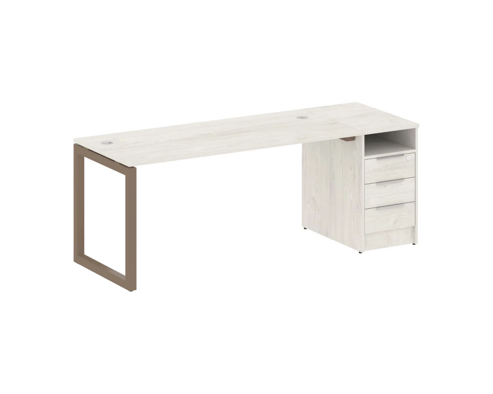 Рабочая станция с тумбой на О-образном м/к 2012x720x750 Metal System Quattro 5x5